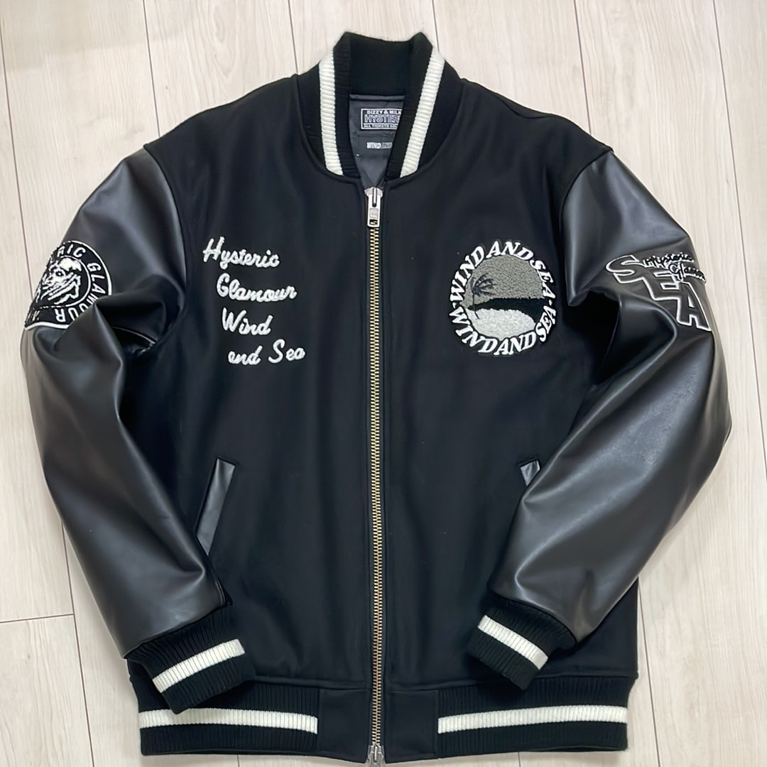 WIND AND SEA x HYSTERIC GLAMOUR Varsity Jacket "Black"