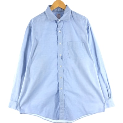 古着 80~90年代 ブルックスブラザーズ Brooks Brothers MAKERS ワイドカラー 長袖 コットンシャツ USA製 メンズXL相当/eaa558929