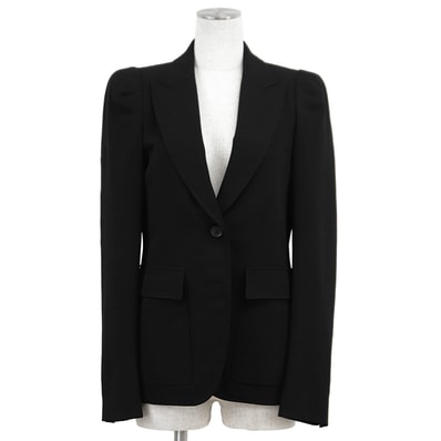 SALE【美品】GUCCI グッチ テーラードジャケット サイズ 40 レディース 2B 肩パット アウター ブラック 黒 イタリア製