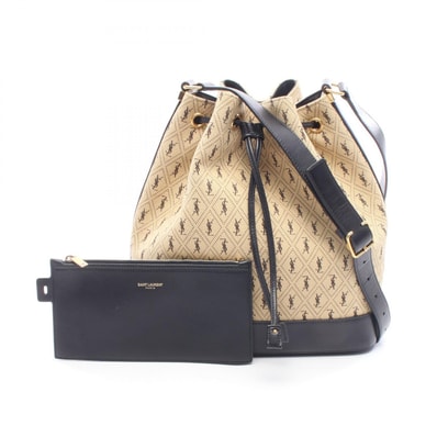 サンローランパリ SAINT LAURENT PARIS ル モノグラム バケットバッグ ショルダーバッグ バッグ PVCコーティングキャンバス レザー レディース ベージュ系 / ブラック系 568606 【中古】