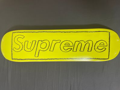 Supreme KAWS Chalk Logo Skateboard "Yellow"