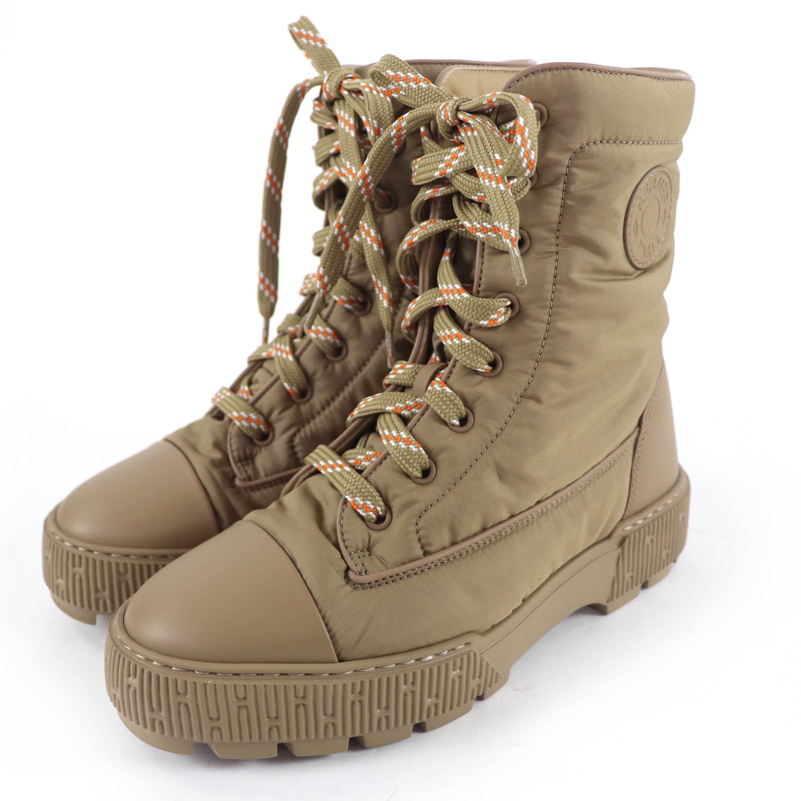 美品 エルメス ショートブーツ フレッシュ ベージュ レディース 37.5