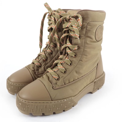 美品 エルメス ショートブーツ フレッシュ ベージュ レディース 37.5