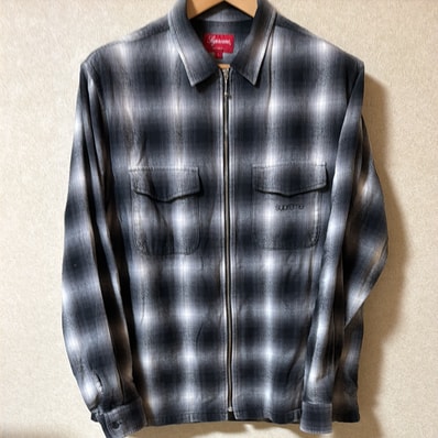 Supreme Shadow Plaid Flannel Zip Up Shirt "Black"