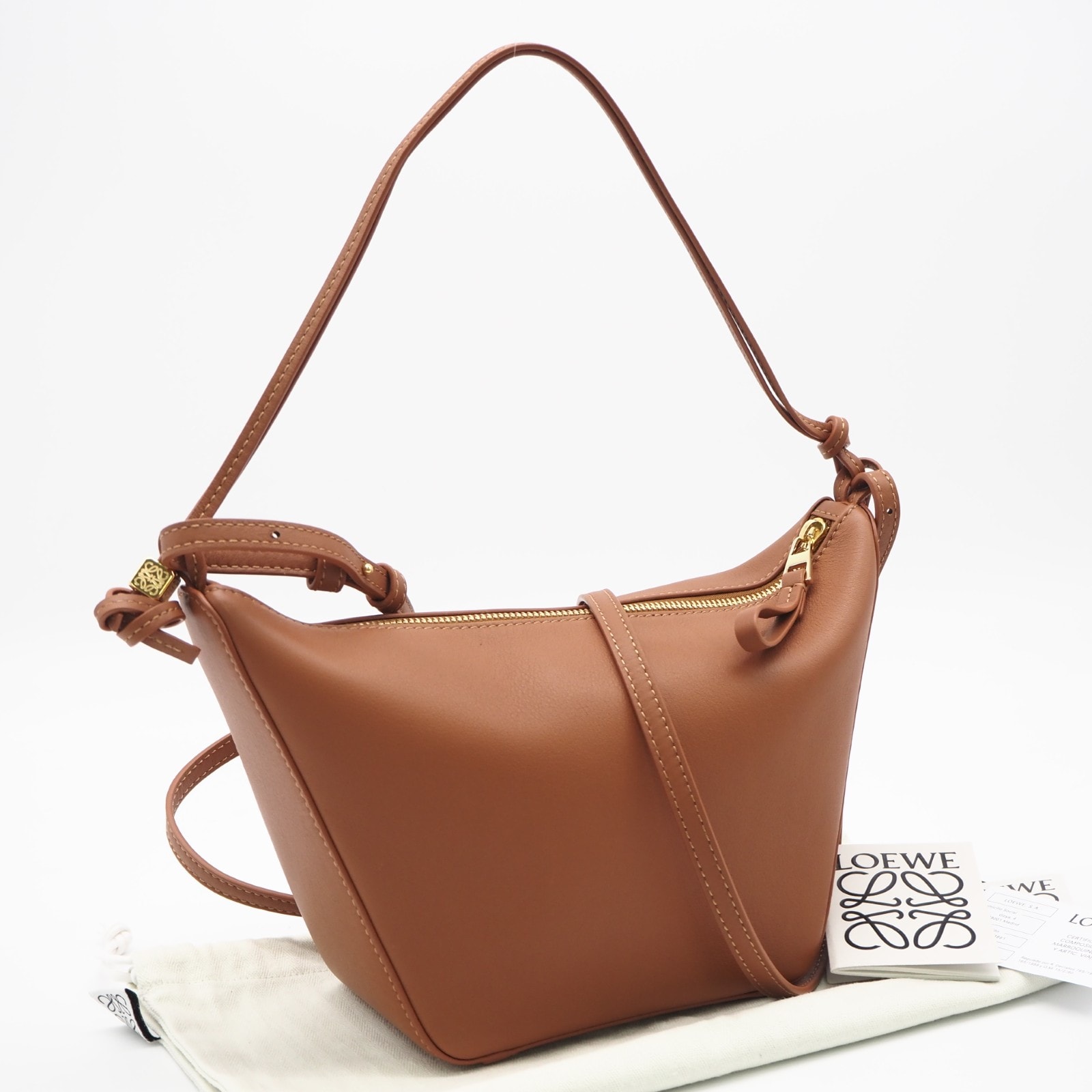 未使用 LOEWE ロエベ カーフスキン ハンモック ミニ ホーボー タン A538G13X01 ショルダーバッグ ブラウン カーフレザー レディース