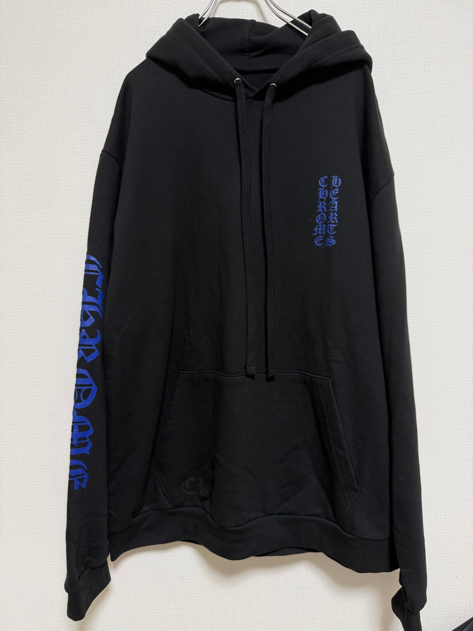 Chrome Hearts Vertical Logo Pullover Hoodie "Black/Blue"