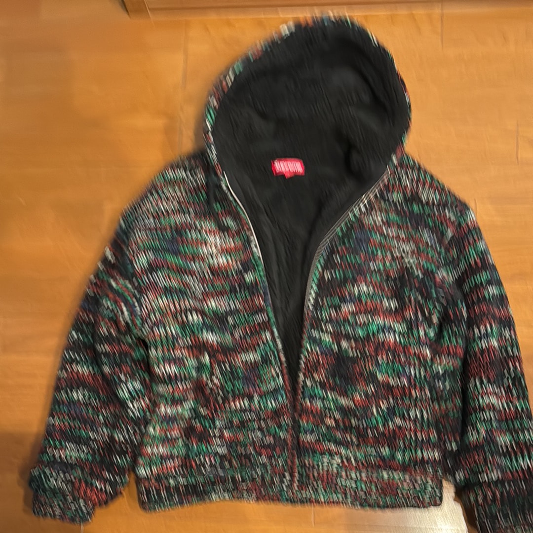 Supreme Faux Shearling Lined Zip Up Hooded Sweater "Green Melange"