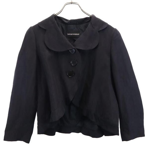 Emporio Armani エンポリオアルマーニ リネンブレンド ジャケット 44 ブラック