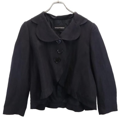 Emporio Armani エンポリオアルマーニ リネンブレンド ジャケット 44 ブラック