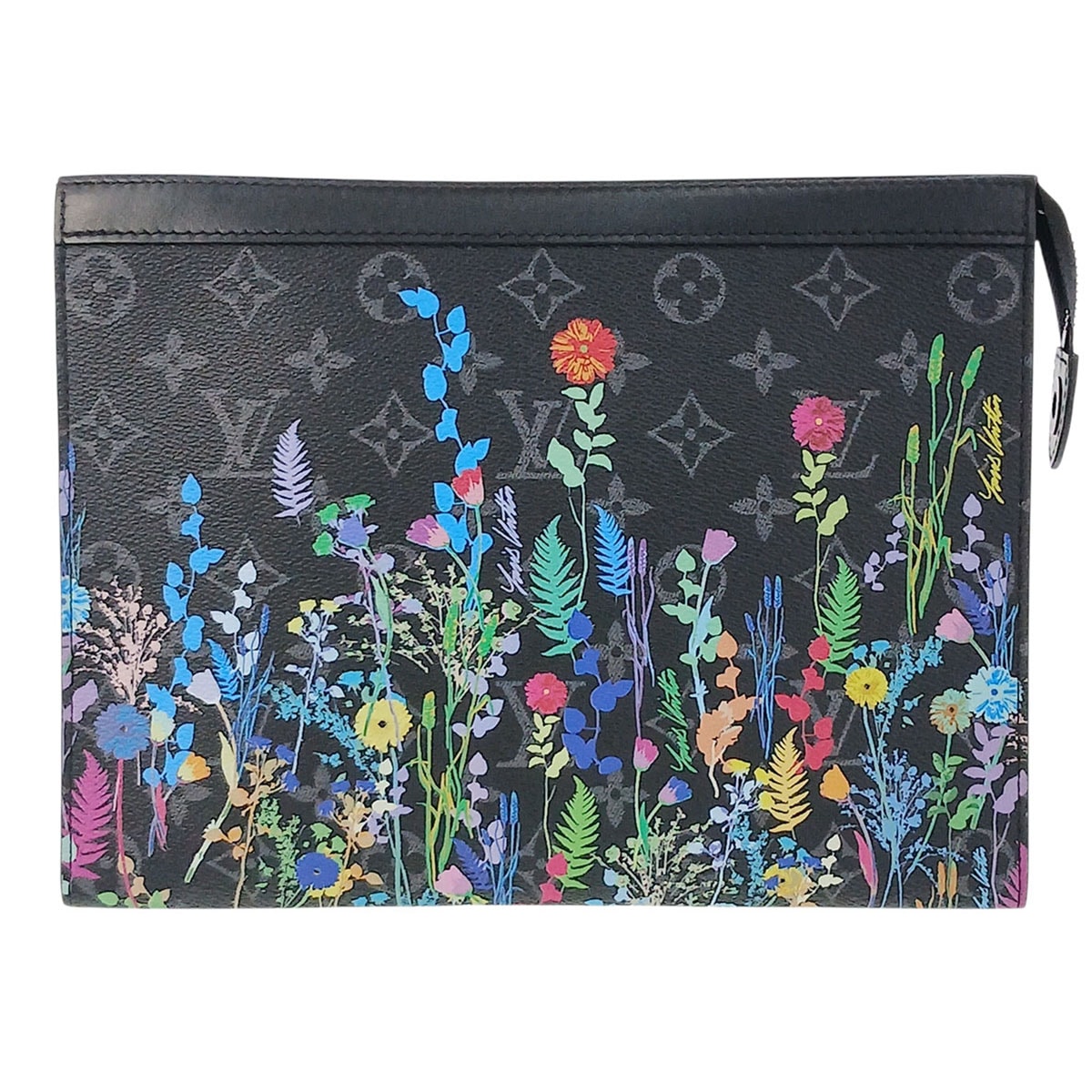 LOUIS VUITTON ルイ・ヴィトン ポシェット ヴォワヤージュ フローラルプリント セカンドバッグ M69053 モノグラムエクリプス キャンバス ブラック  レディース【中古】