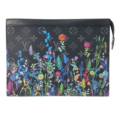 LOUIS VUITTON ルイ・ヴィトン ポシェット ヴォワヤージュ フローラルプリント セカンドバッグ M69053 モノグラムエクリプス キャンバス ブラック レディース【中古】