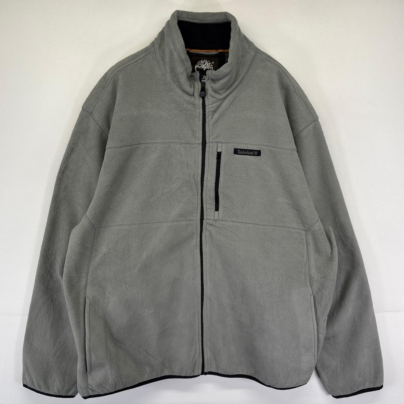 古着 ティンバーランド Timberland フリース ジャケット フルジップ ワンポイント 大きいサイズ 胸ポケット 2XL  グレー系 メンズ