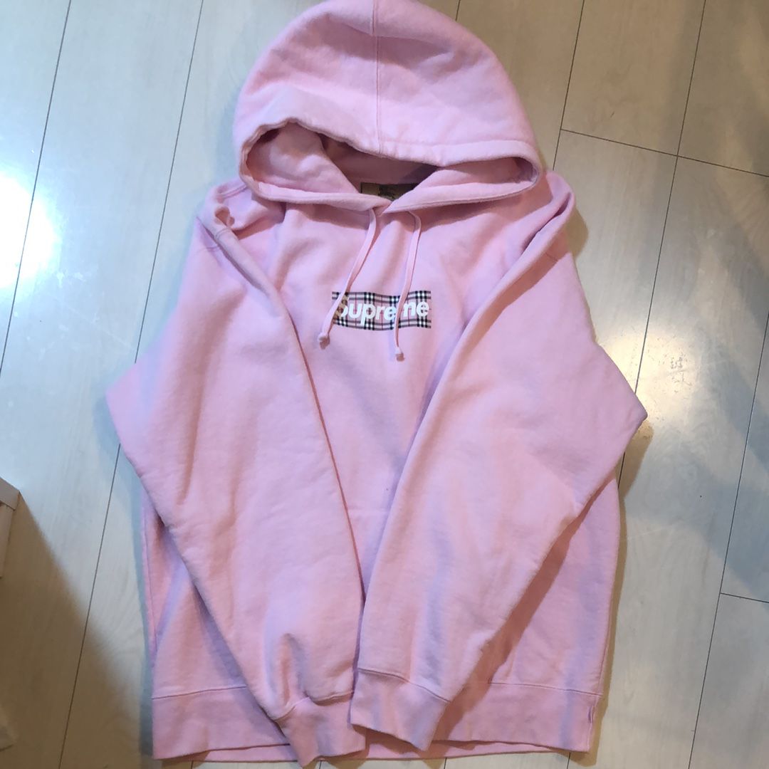 Supreme / Burberry Box Logo Hooded Sweatshirt "Pink"