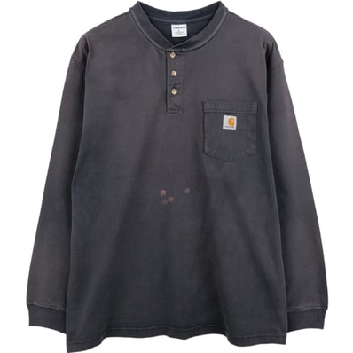 古着 カーハート Carhartt ヘンリーネック 無地ポケットロングTシャツ ロンT メンズL相当/eaa684622