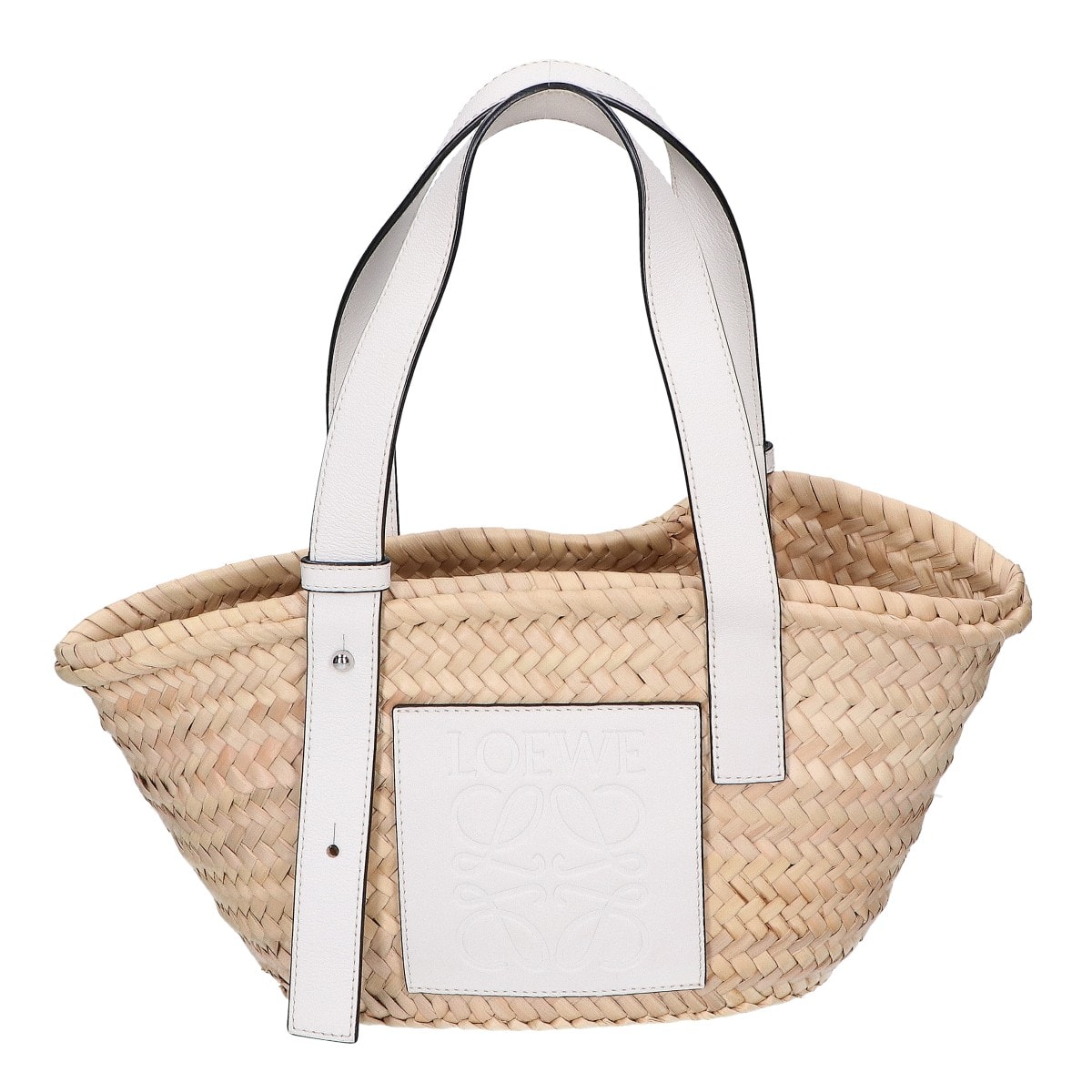ロエベ 【美品】バスケットバッグ スモール ヤシの葉&カーフ