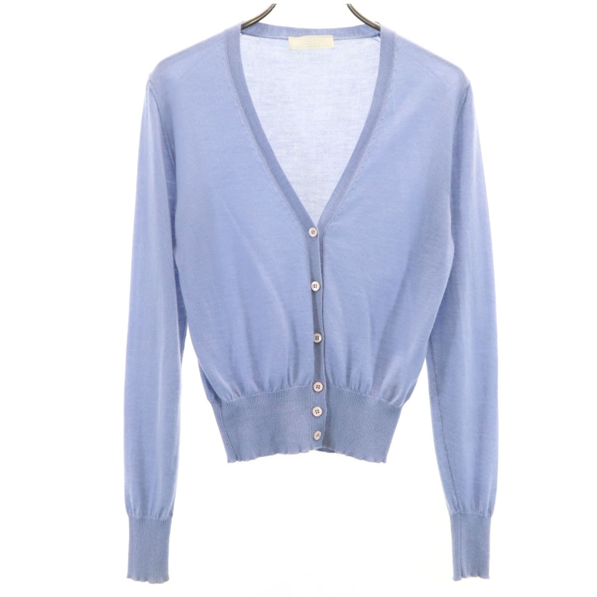 PRADA プラダ イタリア製 カシミヤ100% 長袖 Vネック ニットカーディガン 40 パープル