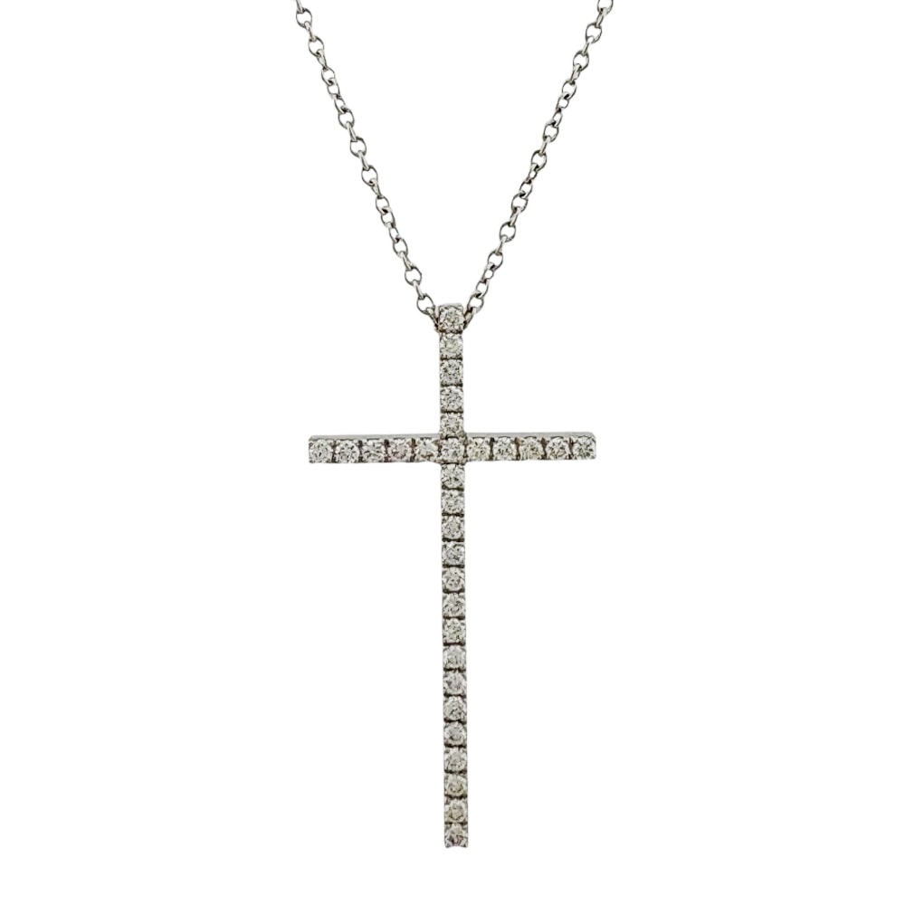 ティファニー メトロクロス ネックレス 18金 K18ホワイトゴールド ダイヤモンド レディース TIFFANY&Co. 中古