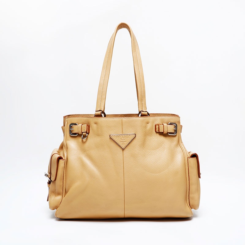 プラダ PRADA レザー ヴィッテロ ダイノ トートバッグ【中古】