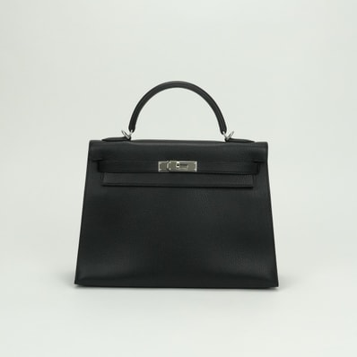 エルメス HERMES ケリー32 ケリー 32 バッグ トートバッグ ショルダーバッグ アルデンヌ ノワール Noir ブラック Black 黒 シルバー金具 ハンドバッグ 外縫い 2way V字金具 新型金具