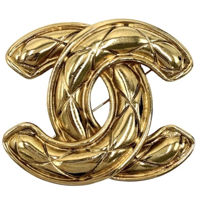 CHANEL シャネル ブローチ マトラッセ ココマーク アクセサリー ヴィンテージ GP ゴールド レディース 約36.7g【中古品】