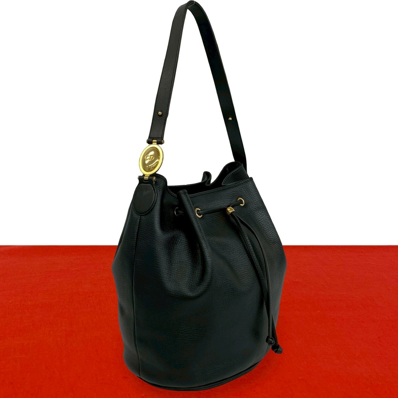 Christian Dior ディオール ロゴ 金具 レザー ショルダーバッグ ブラック
 04762