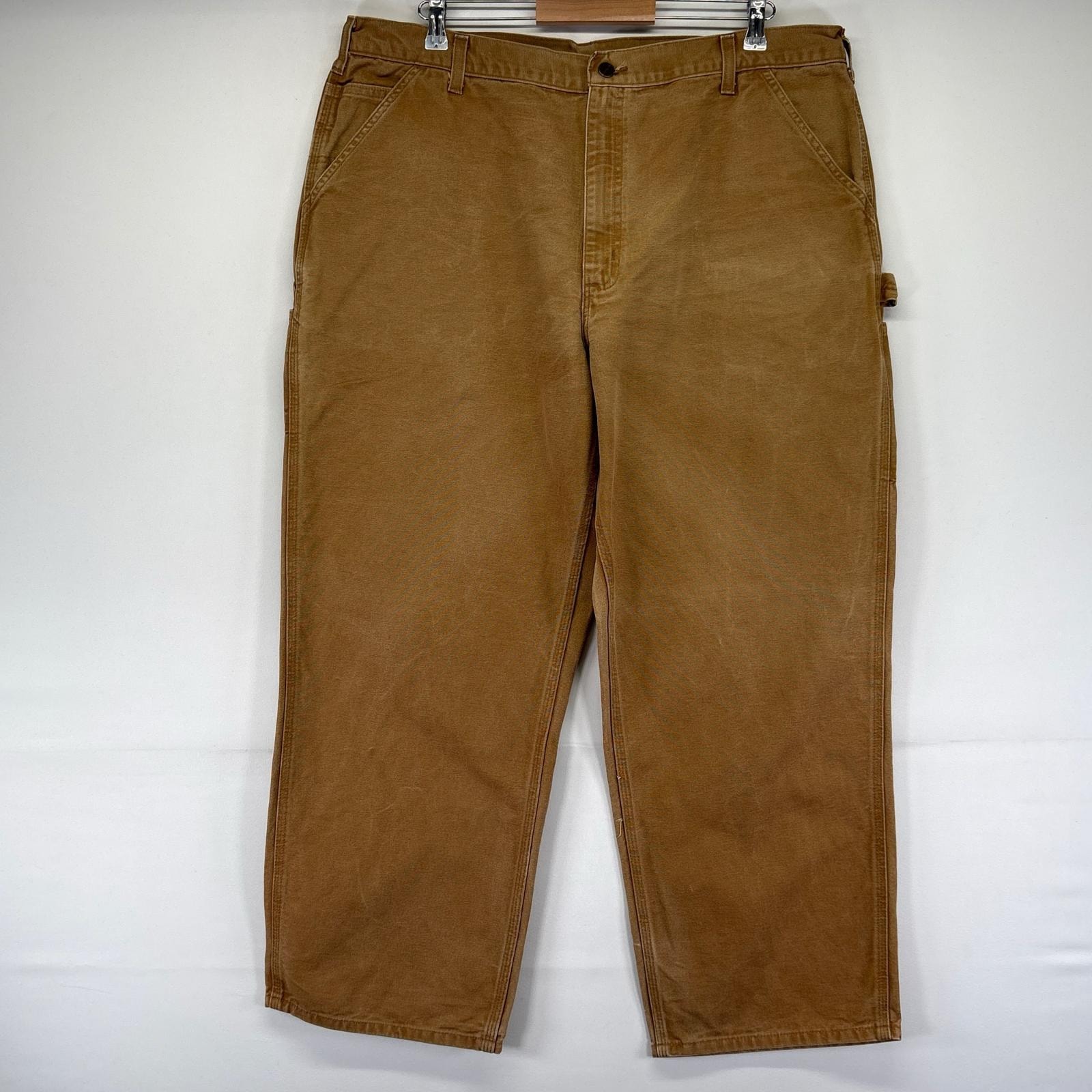 古着 カーハート Carhartt ダック パンツ ダックパンツ ワンポイントロゴ ワーク ペインター 大きいサイズ W42×L30  ブラウン系 メンズ