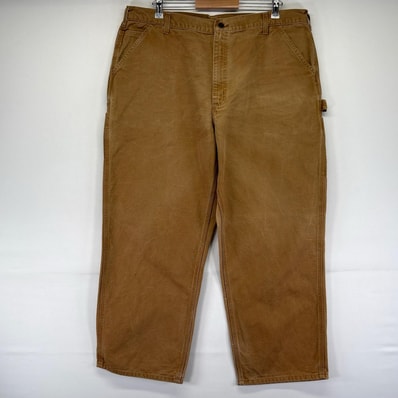 古着 カーハート Carhartt ダック パンツ ダックパンツ ワンポイントロゴ ワーク ペインター 大きいサイズ W42×L30 ブラウン系 メンズ
