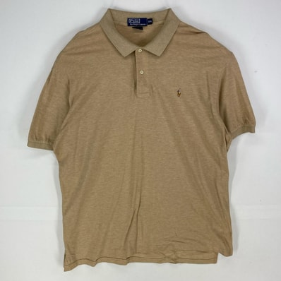 古着 ポロバイラルフローレン Polo by Ralph Lauren 半袖シャツ ワンポイントロゴ刺繍 ポロシャツ 2XL ベージュ系 メンズ