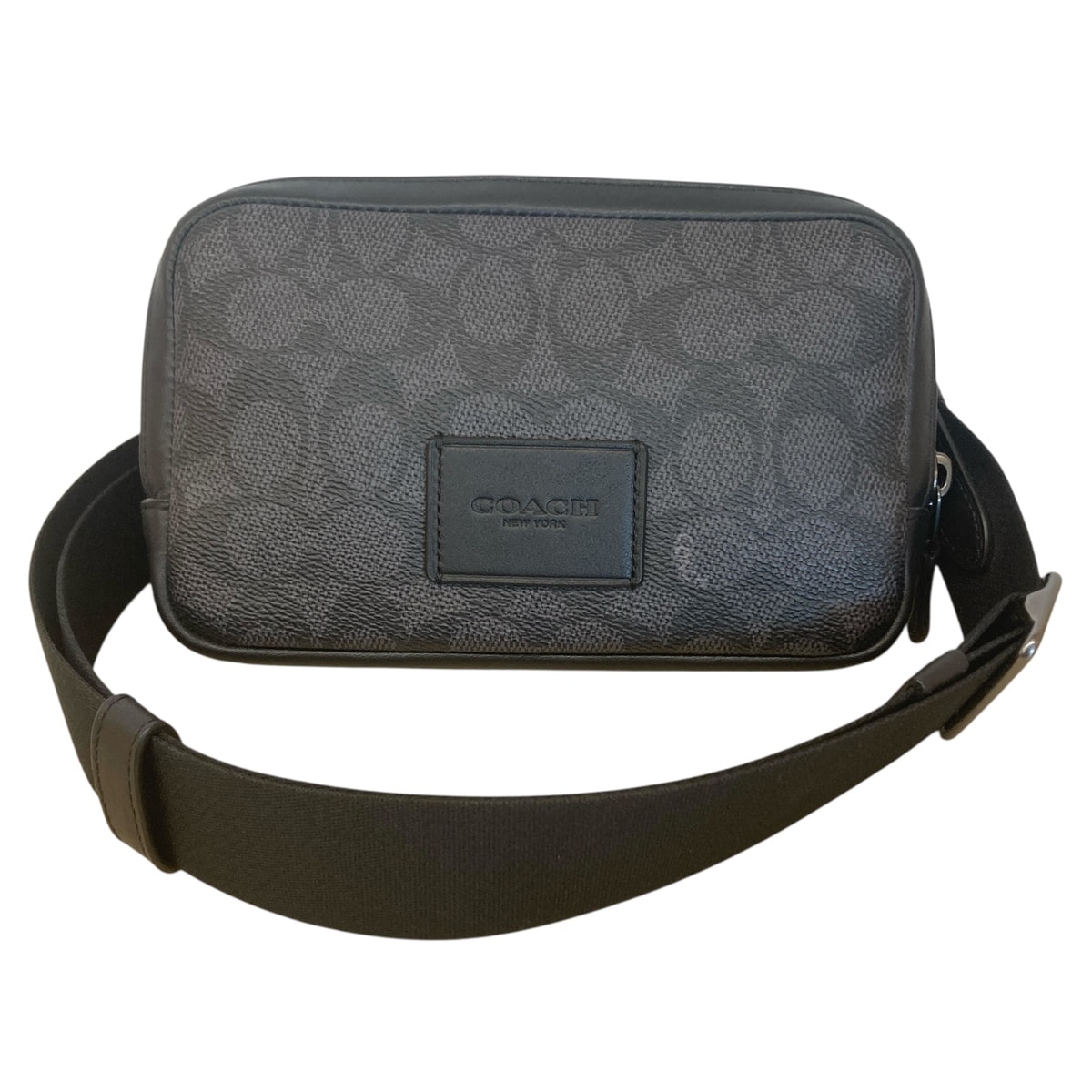 COACH コーチ キャリア フォーン クロスボディ・シグネチャー キャンバス ボディバッグ CW346 ブラック  ユニセックス【中古】