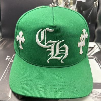 Chrome Hearts CH Hat Cross Patch Baseball Cap "Green/White"