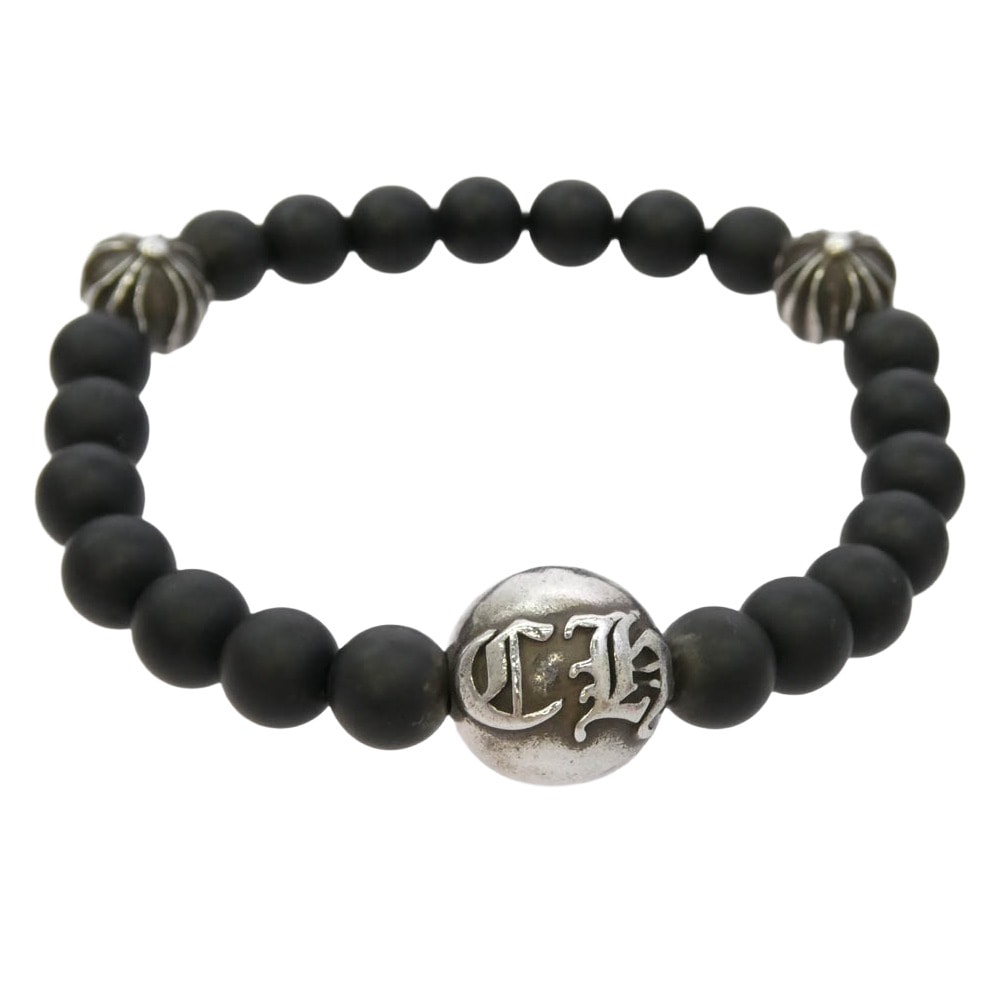 Chrome Hearts Women's CH Ball CH Plus Black Bead Bracelet Silver 925 "Black/Silver"