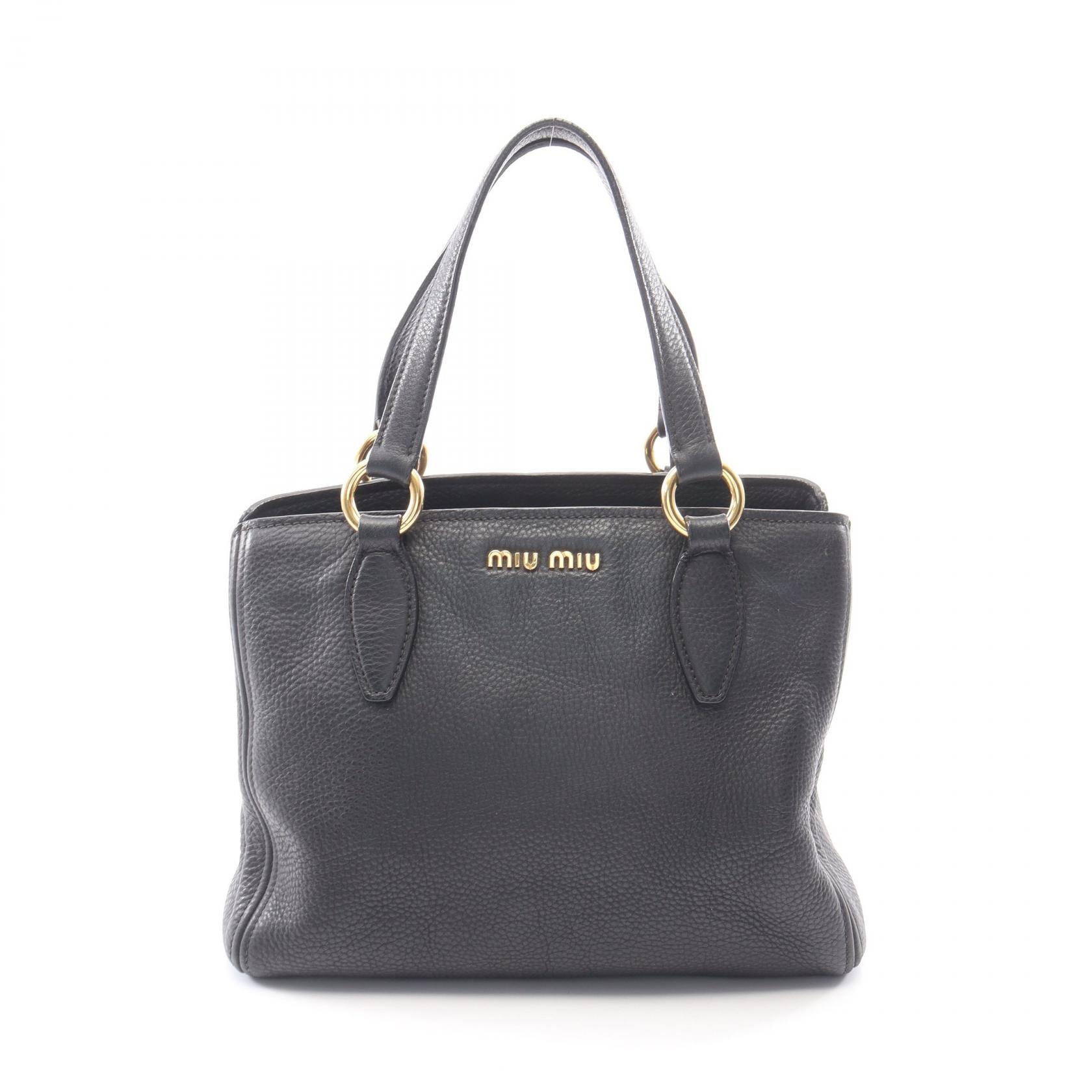 ミュウ ミュウ Miu Miu トートバッグ ハンドバッグ バッグ レザー レディース ブラック系 【中古】