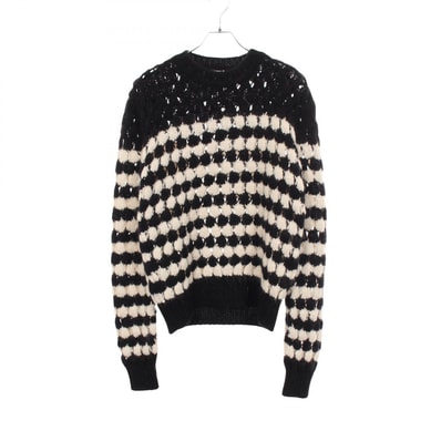 サンローランパリ SAINT LAURENT PARIS ボーダー ニット 衣料品 トップス ウール アルパカ メンズ ブラック系 / ホワイト系 554337 【中古】