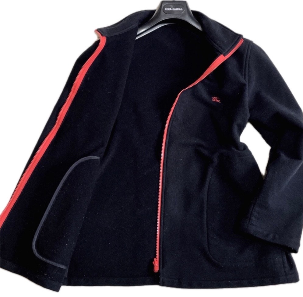 美品 BURBERRY バーバリー フリースジャケット ホースロゴ ブルゾン 黒