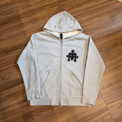 Chrome Hearts Y Not Cross Patch Zip Up Hoodie "Gray"