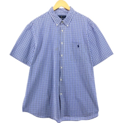 古着 ラルフローレン Ralph Lauren SEERSUCKER シアサッカー 半袖 ボタンダウン チェックシャツ メンズXXL相当/eaa539492