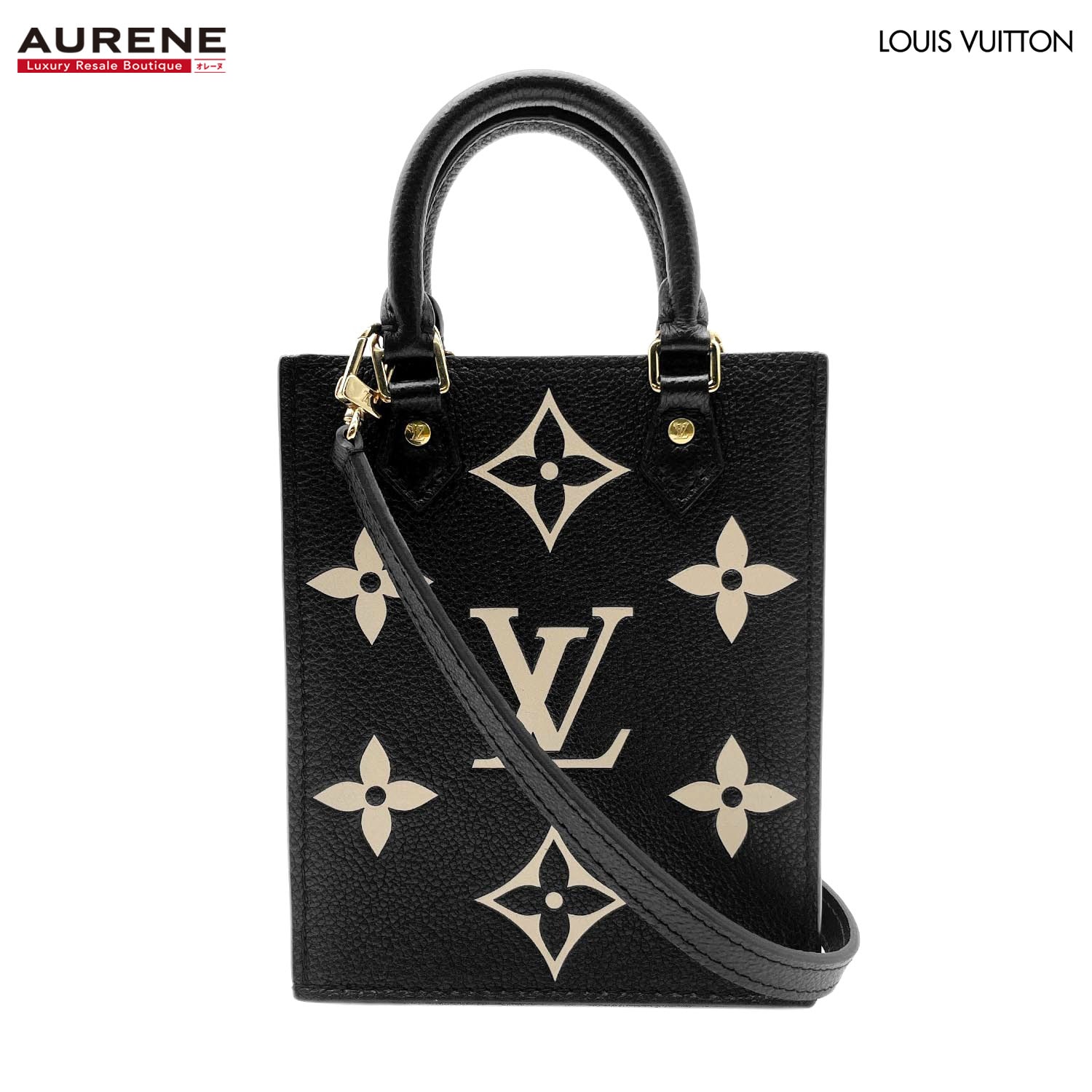 LOUIS VUITTON ルイ・ヴィトン ショルダーバッグ ミニトート プティットサックプラ 2WAY モノグラム アンプラント M57937 レザー メタル ブラック レディース
 【中古】