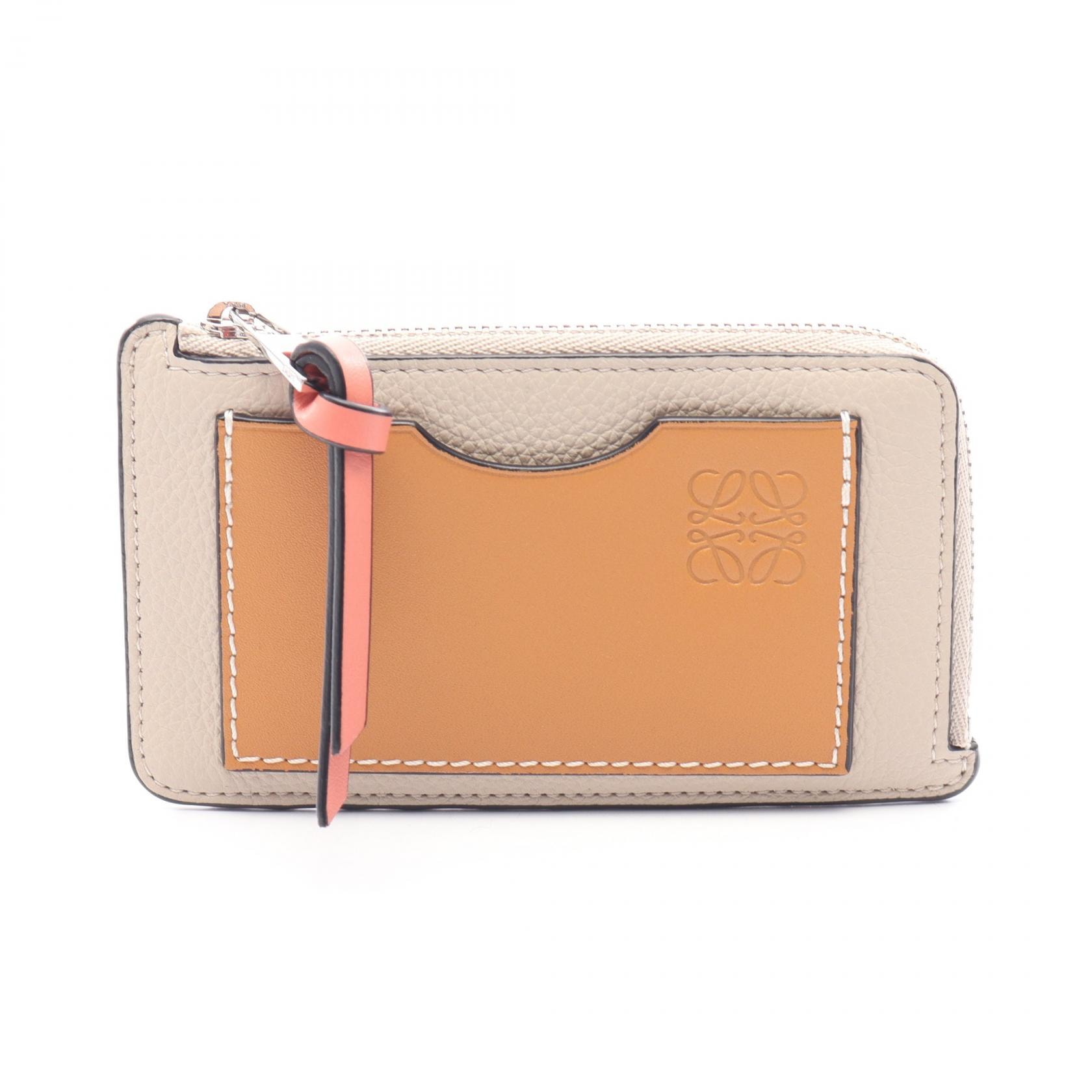ロエベ LOEWE アナグラム コインカードホルダー カードケース コインケース 財布 レザー レディース グレー系 / ブラウン系 C660Z40X07 【中古】
