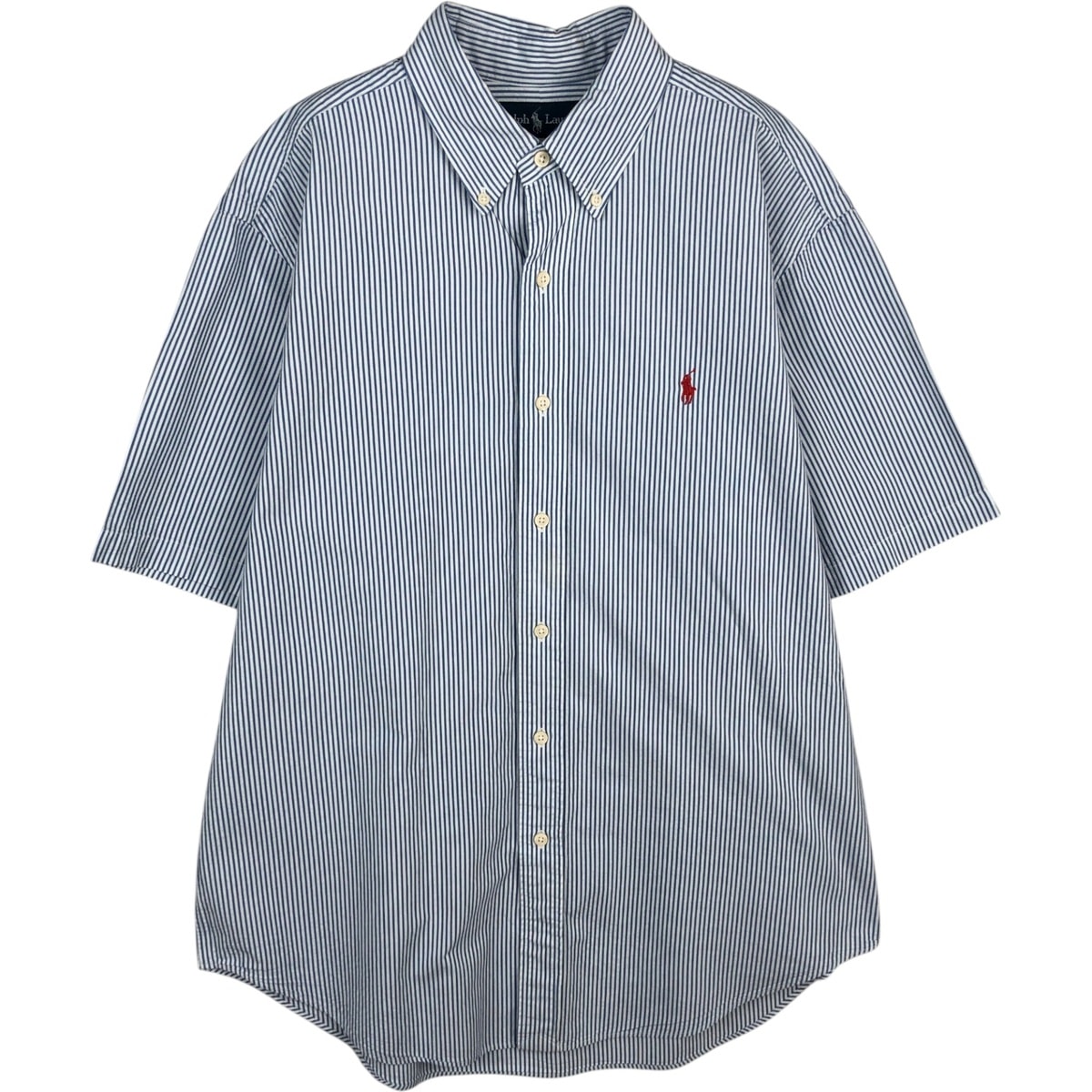 古着 ラルフローレン Ralph Lauren CLASSIC FIT ストライプ柄 半袖 ボタンダウン ストライプシャツ メンズL相当/eaa477580