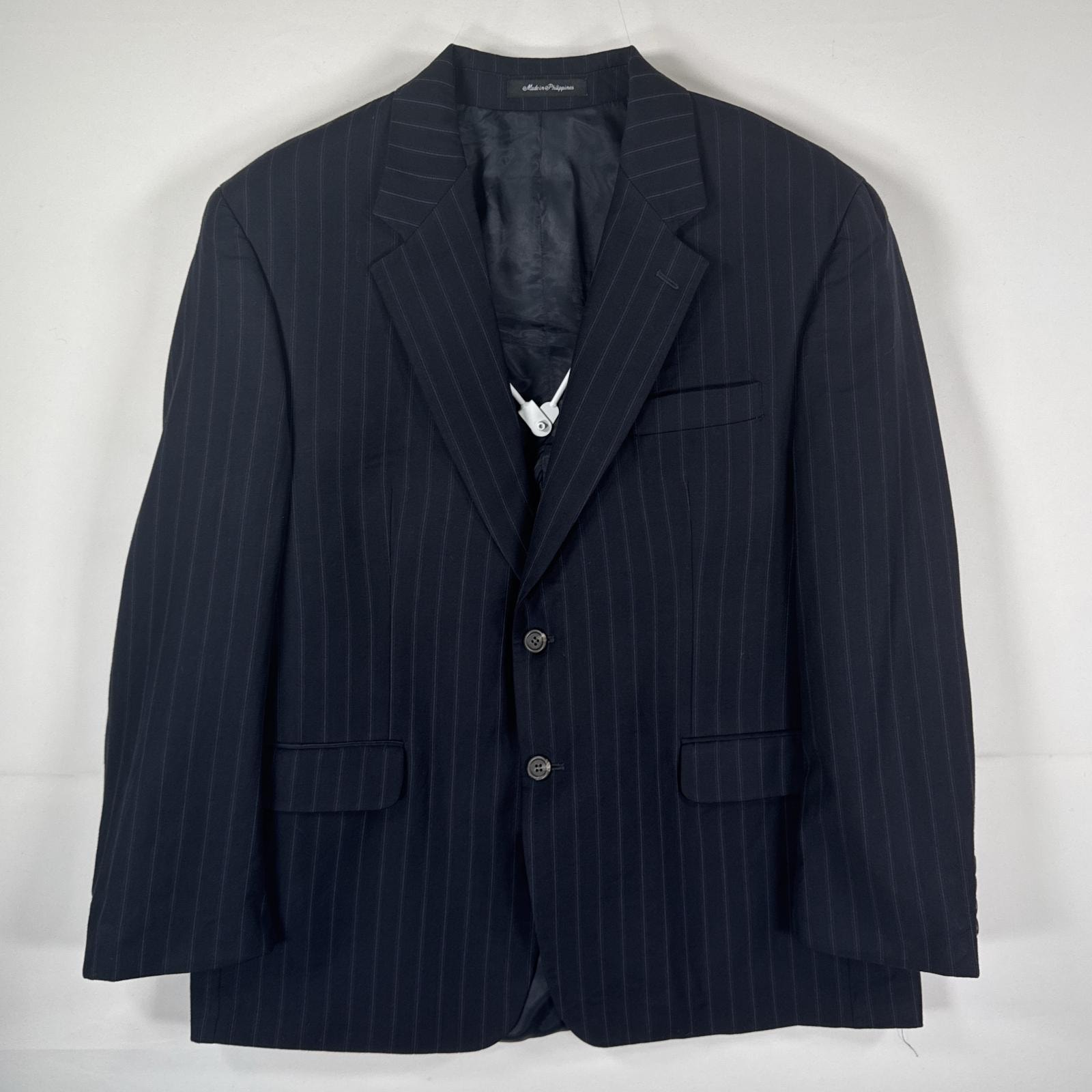 古着 ラルフローレン RALPH LAUREN テーラードジャケット ブレザー 濃紺 スーツ 44S  ネイビー ストライプ メンズ