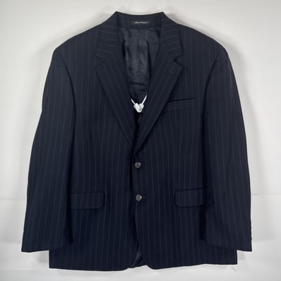 古着 ラルフローレン RALPH LAUREN テーラードジャケット ブレザー 濃紺 スーツ 44S ネイビー ストライプ メンズ