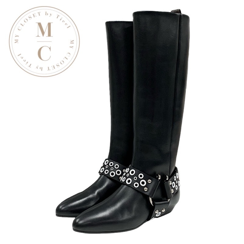 ルイヴィトン LOUIS VUITTON ラプソディライン モノグラム ブーツ ロングブーツ 靴 シューズ レザー ブラック 黒 ホワイト シルバー ホール