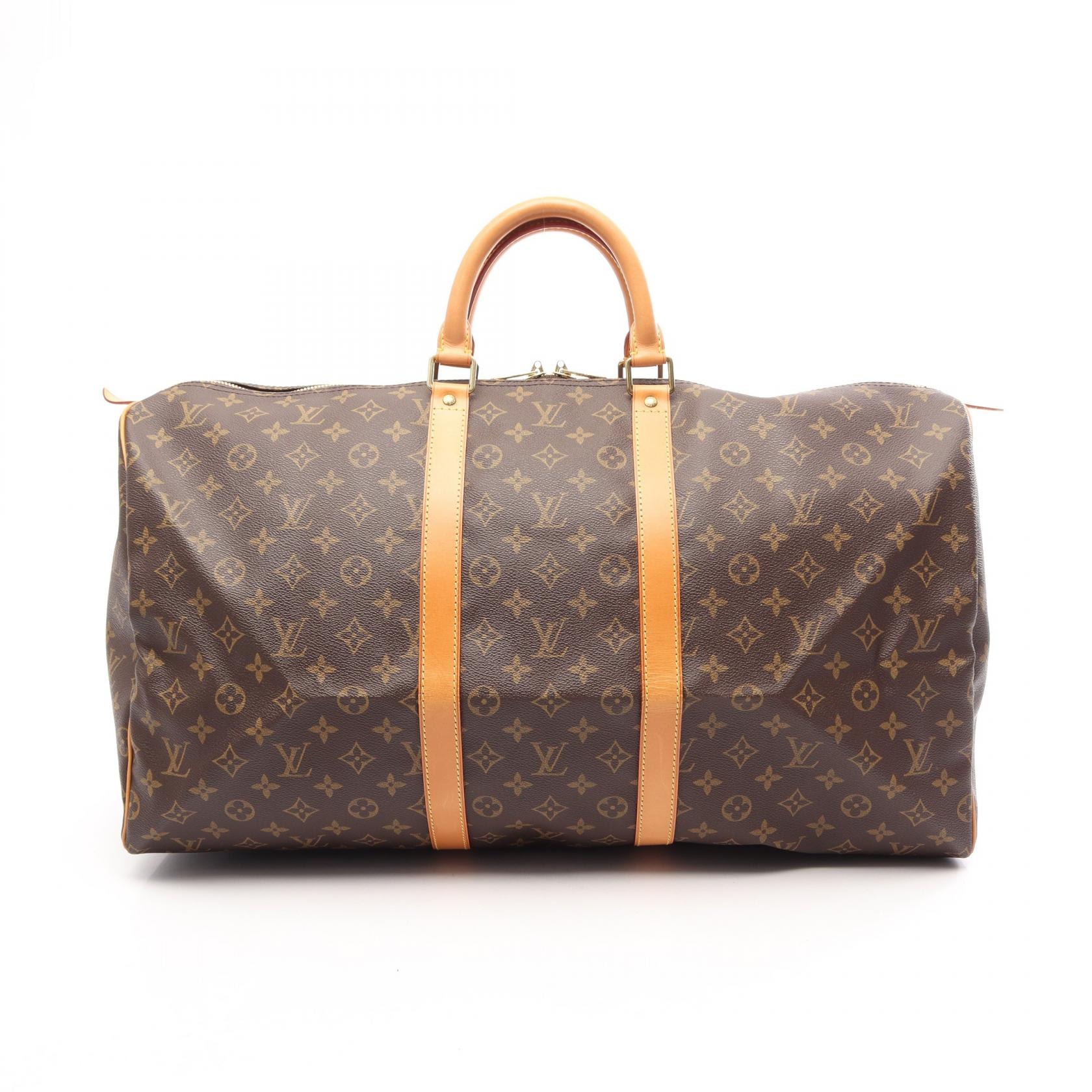 ルイ・ヴィトン LOUIS VUITTON キーポル55 モノグラム ボストンバッグ バッグ PVCコーティングキャンバス レザー メンズ レディース ブラウン系 M41424 【中古】
