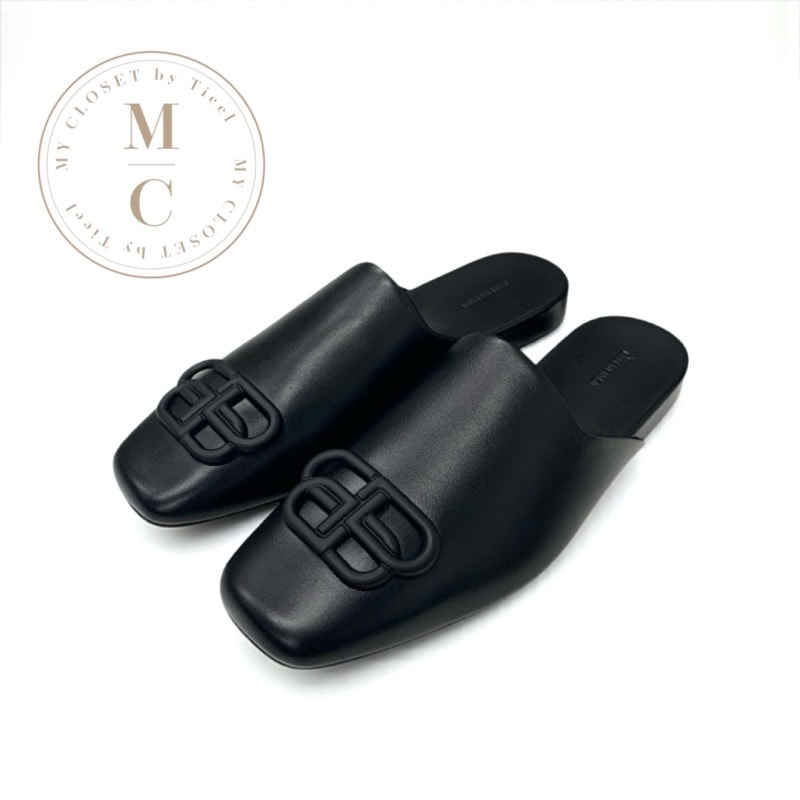 バレンシアガ BALENCIAGA COSY BB サンダル 靴 シューズ レザー ブラック 黒 未使用 BBロゴ ミュール