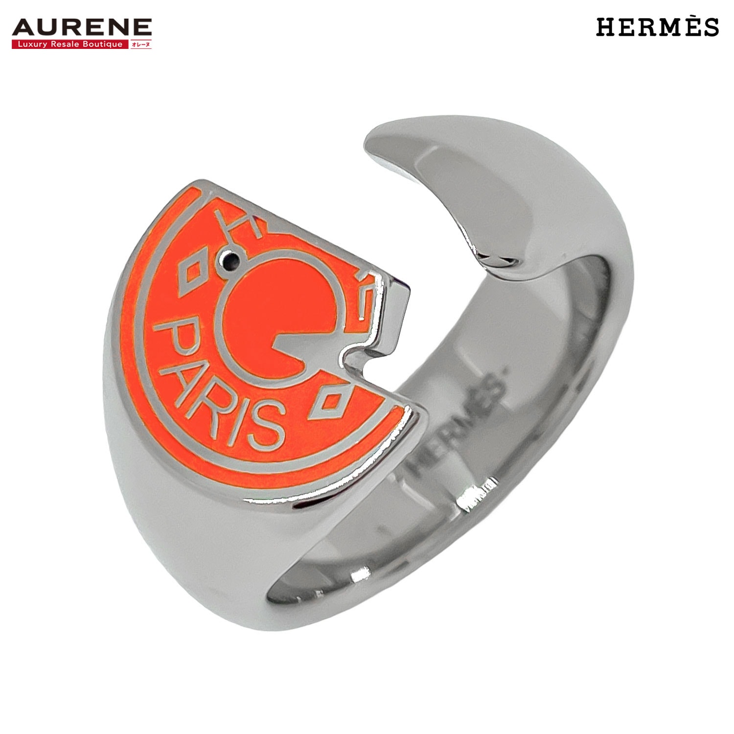 HERMES エルメス リング カルーゼル 指輪 馬 クルードセル GD0224 ステンレス 15号 シルバー メンズ 【中古】