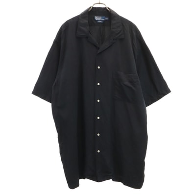 Polo by Ralph Lauren ポロバイラルフローレン シルクブレンド 半袖 オープンカラーシャツ 2LT ブラック ビッグサイズ