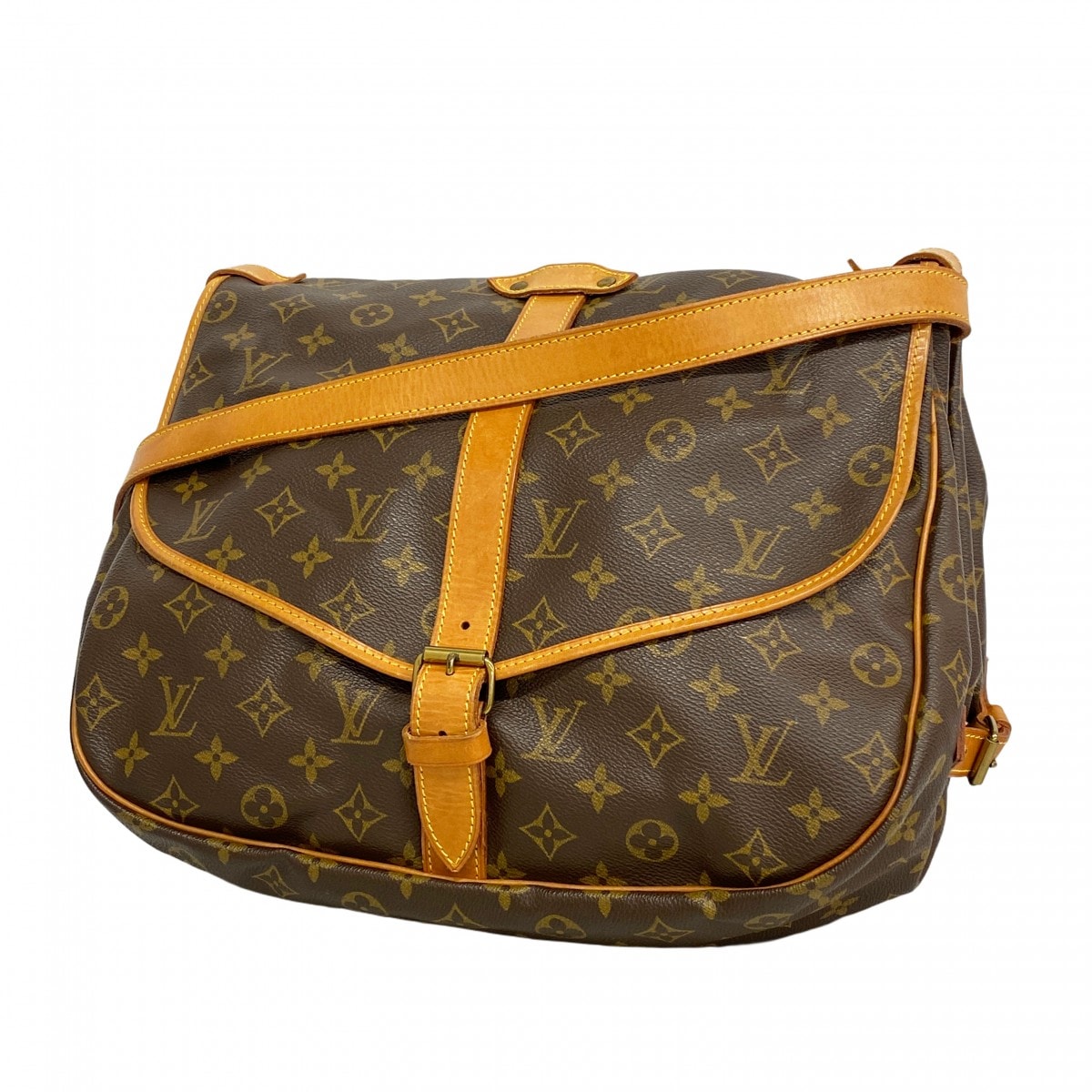 【6cd4681】ルイヴィトン ショルダーバッグ モノグラム ソミュール35 M42254 ブラウン【中古】レディース