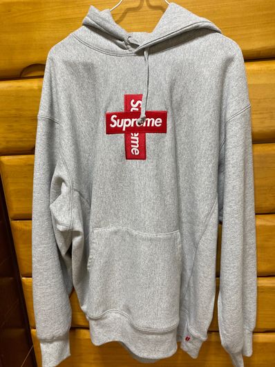 Supreme Cross Box Logo Hooded Sweatshirt "Grey"