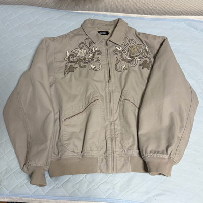 PALACE Floral Canvas Bomber Jacket "Stoney Grey"