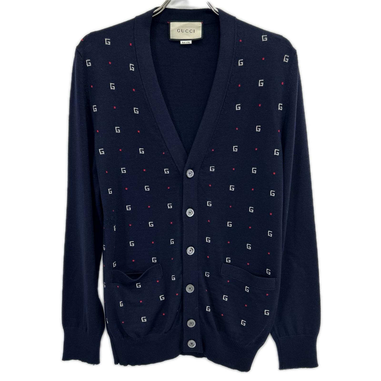 グッチ 19SS 546276 ネイビー Gモチーフウール カーディガン XS